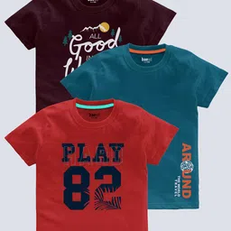 BAESD Boys Pack Of 3 Typography Printed T-shirts-40
