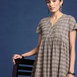 Women Pure Cotton Dabu Printed Flared Maxi Dress-image-6