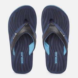Woodland Men Navy Blue Printed Thong Flip-Flops-picture-11