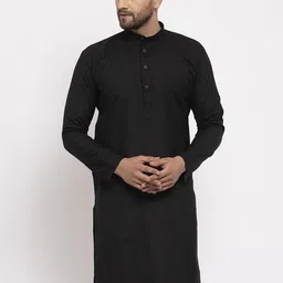 Jompers Men Black Solid Straight Kurta-picture-30
