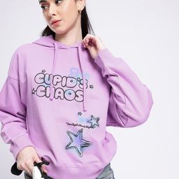 glitchez Downtown Rizz Printed Cotton Terry Hooded Oversized Sweatshirt-image-42