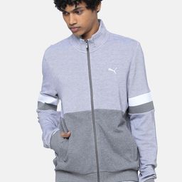 Puma Men Grey Colourblocked Stylized Sweat Bomber Track Jacket-57