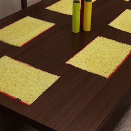 KLOTTHE Yellow & Red Set of 6 Solid Table Placemats-28