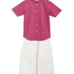 Tiber Taber Boys Purple & White Printed Shirt And Vesti-picture-25
