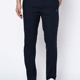 Octave Men Navy Solid Straight-Fit Track Pants-picture-19