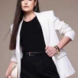 MANGO Notched Lapel Single-Breasted Smart-Casual Blazer-56