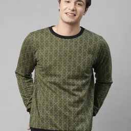 Rigo Men Olive Green Geometric Printed Sweatshirt-picture-6