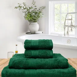 BOMBAY DYEING Set Of 4 Green Solid 550 GSM Tulip Towels-44
