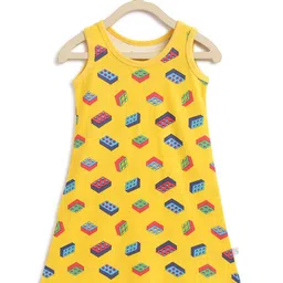 SuperBottoms Girls Yellow Printed Sustainable A-Line Dress-image-72