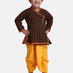 BownBee Boys Black & Yellow Printed Kurta with Dhoti Pants-picture-6