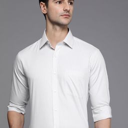Raymond Men White Striped Pure Cotton Slim Fit Casual Shirt-image-43