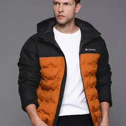 Columbia Men Black Orange Colourblocked Reflective Strip Outdoor Sporty Jacket-image-50
