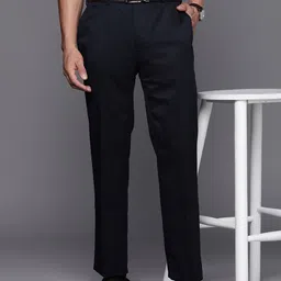 Raymond Men Solid Flat Front Formal Trousers-image-77