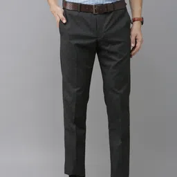 Arrow Men Black Solid Mid-Rise Formal Trousers-image-127