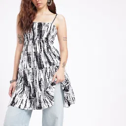 glitchez Smocked Tie and Dye A-Line Dress-image-49
