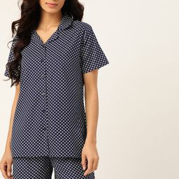 ETC Women Navy Blue & White Printed Night suit-image-49