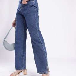 glitchez Women Urban Edge Frayed & Slit Straight Fit High-Rise Light Fade Jeans-image-75