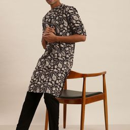 Taavi Indigo Hand Block Print Regular Pure Cotton Kurta with Trousers-picture-8