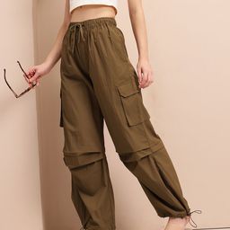 Mast & Harbour Women Solid Parachute Trousers-image-46