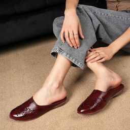 Bella Rosa Women Textured Ethnic Mules Flats-image-98