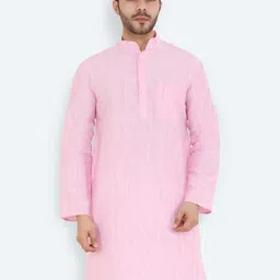 Latest Chikan Garments Men Pink Straight Kurta-image-67