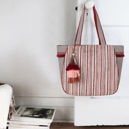 Anekaant  Striped Shopper Tote Bag with Tasselled-48
