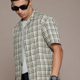 The Roadster Lifestyle Co. Pure Cotton Checked Seersucker Relaxed Fit Shirt-picture-39