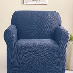Cortina Blue Jacquard Single Seater Sofa Cover-picture-27