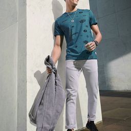 WROGN Men Teal Blue Printed Round Neck T-shirt-picture-33