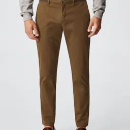 MANGO MAN Brown Slim Fit Sustainable Trousers-image-3