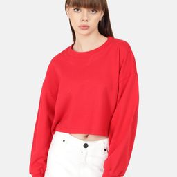 Bene Kleed Women Cropped Oversized Cotton Pullover Sweatshirt-image-61