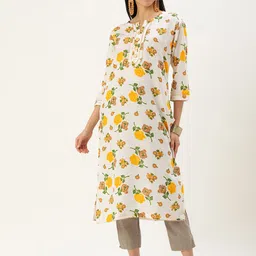 BAPS Floral Printed Gotta Patti Pure Cotton Kurta-image-14