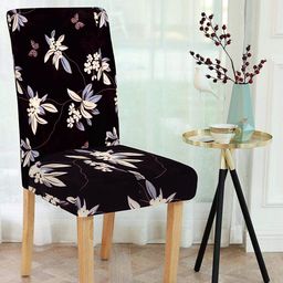 Cortina Set Of 6 Black & Blue Floral Printed Chair Pads-12