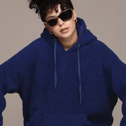 The Roadster Lifestyle Co. Hooded Oversized Sherpa Sweatshirt-image-89