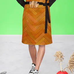 ArtzFolio Brown Printed Waist To Knee Apron-43