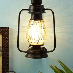 Devansh Beige & Black Textured Traditional Ceiling Lantern-16