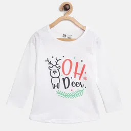 Eteenz Girls WhiteBlack Pure Cotton Typography Printed Round Neck Pure Cotton T-shirt-image-2
