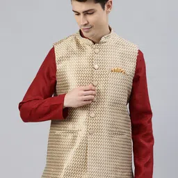 Manthan Woven Design Nehru Jacket-image-18