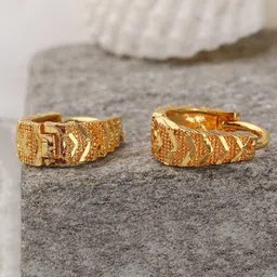 ANIKAS CREATION Gold-Plated Circular Hoop Earrings-image-64