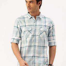 Integriti Pure Cotton Slim Fit Checked Casual Shirt-image-46