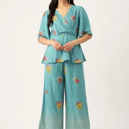 ZIZO By Namrata Bajaj Polka Dots Printed Pure Cotton Ethnic Tunic With Trousers-image-79