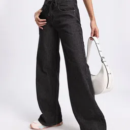 glitchez Women Signature Stitch Wide Leg Jeans-image-16