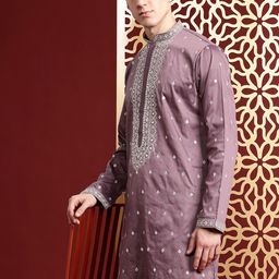 MANQ Ethnic Motifs Embroidered Sequinned Pure Cotton Kurta with Churidar-image-15