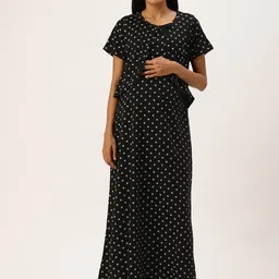 Nejo Printed Pure Cotton Maternity Maxi Nightdress-image-92