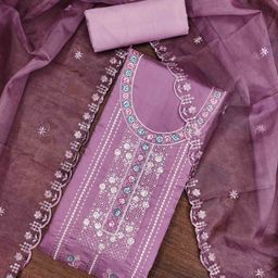 Blissta Sequinnce Embellished Unstitched Dress Material-picture-2