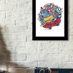 TIED RIBBONS Black & Blue Solid Graphic Wall Art-image-68