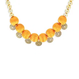 AKSHARA Girls Orange & Gold-Toned Synthetic Handcrafted Necklace-image-92