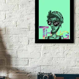TIED RIBBONS Black & Green Solid Illustration Wall Art-6