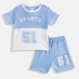 Moms Love Infant Boys Colorblocked Printed Pure Cotton Clothing Set-image-56