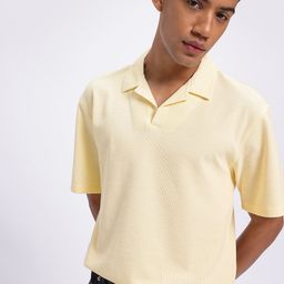 glitchez Sunset Hues Waffle Weave Relaxed Fit Cuban Collar T-shirt-picture-12